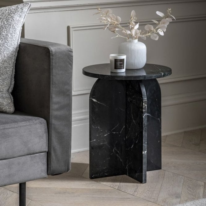 Alexandria Marble Side Table - Black
