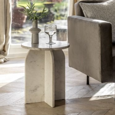 Alexandria Marble Side Table - White