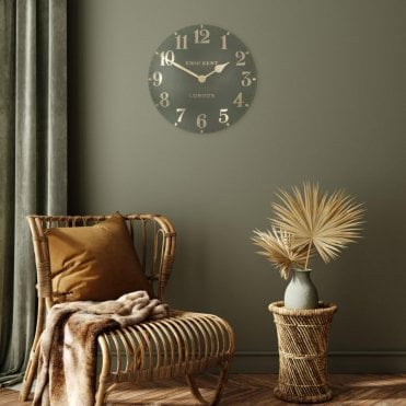 Arabic Thomas Kent Wall Clock - Lichen Green