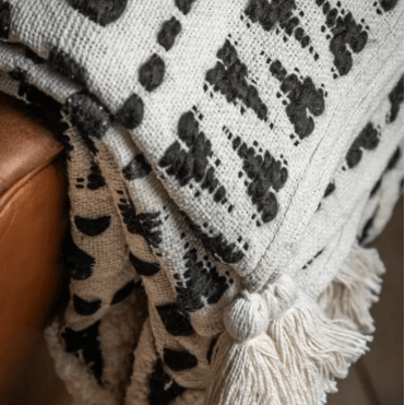 Black and Cream Tassel Throw