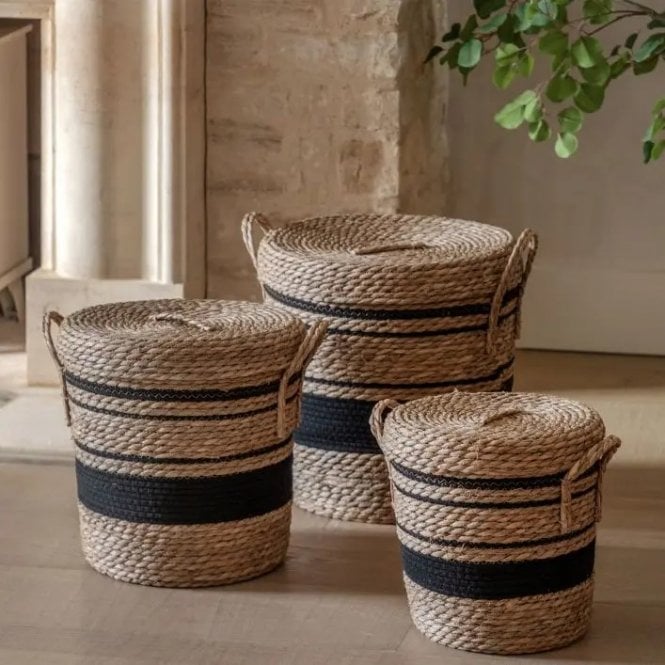 Black Stripe Basket Nest - 3pk