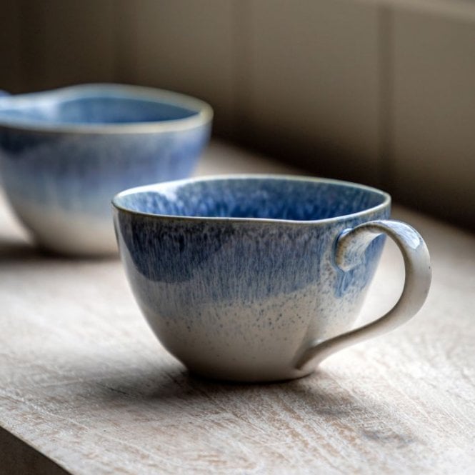Blue Reactive Organic Mug: Set of 4