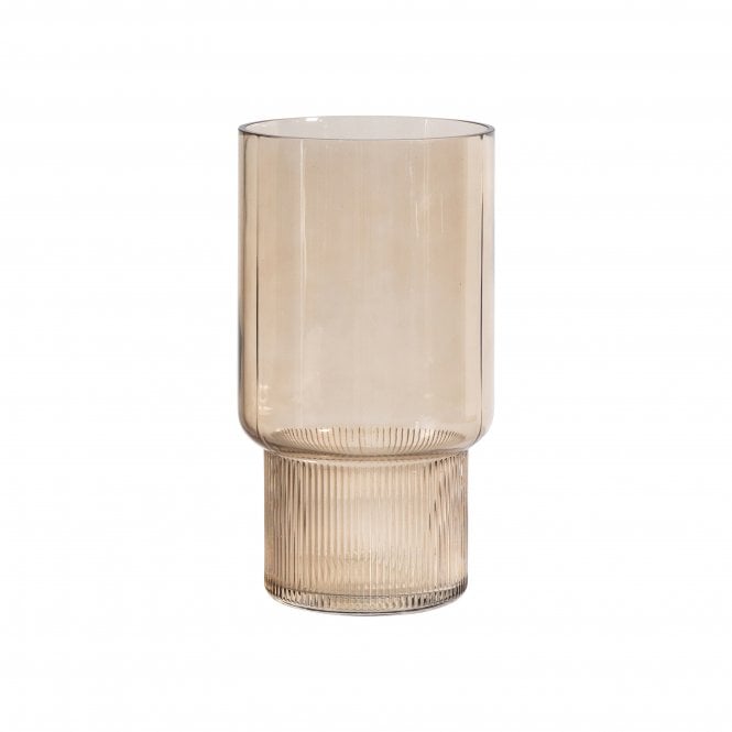 Brown Ribbed Detail Vase