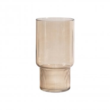 Brown Ribbed Detail Vase