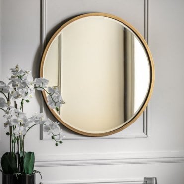 Casey Large Antique Gold Round Mirror