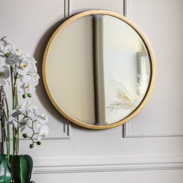 Casey Small Antique Gold Round Mirror