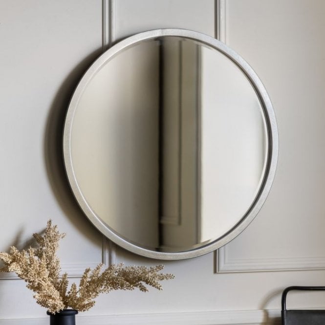 Casey Small Antique Silver Round Mirror