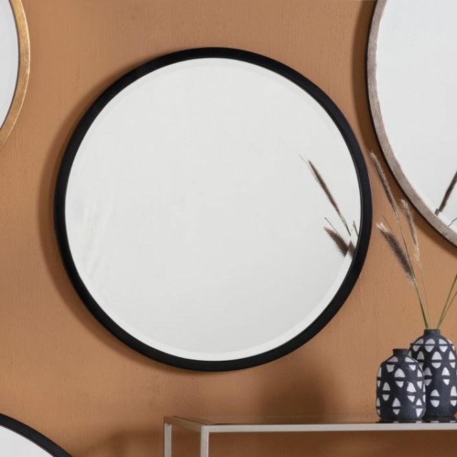 Casey Small Black Round Mirror
