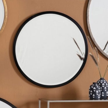 Casey Small Black Round Mirror