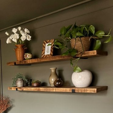 Extra Deep Rustic Shelf with J Brackets