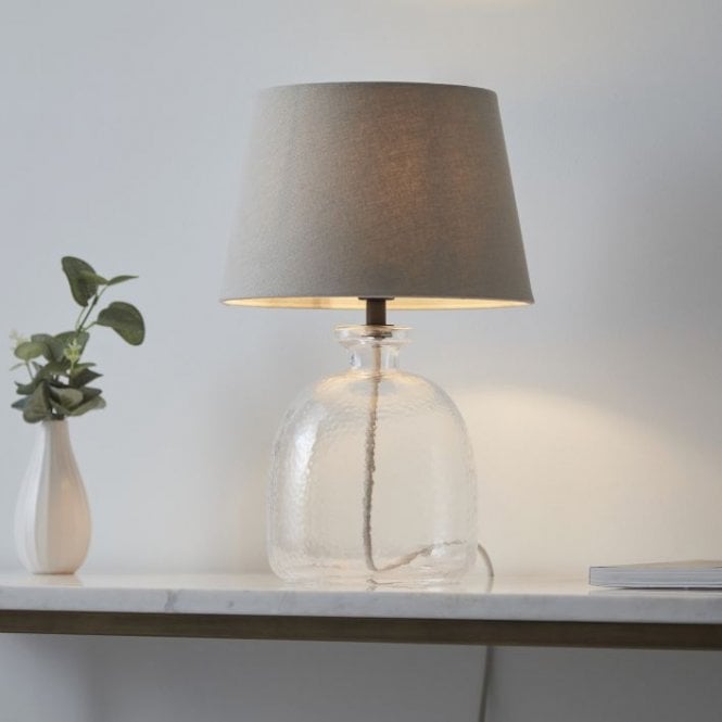 Glass Table Lamp with Grey Shade