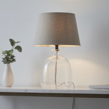 Glass Table Lamp with Grey Shade