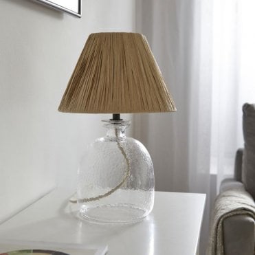 Glass Table Lamp with Natural Shade