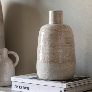 Glazed Atisan Bottle Vase - Medium