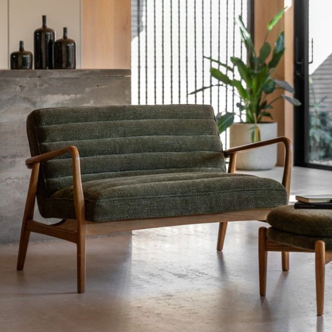 Green Boucle 2 Seater Chair