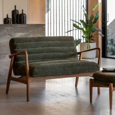Green Boucle 2 Seater Chair