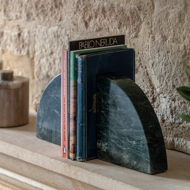 Green Marble Bookends