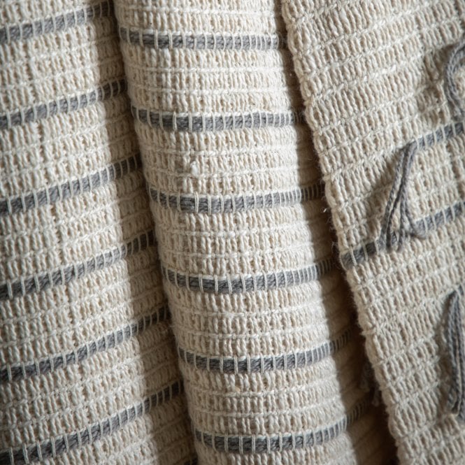 Grey Stripe Natural Throw