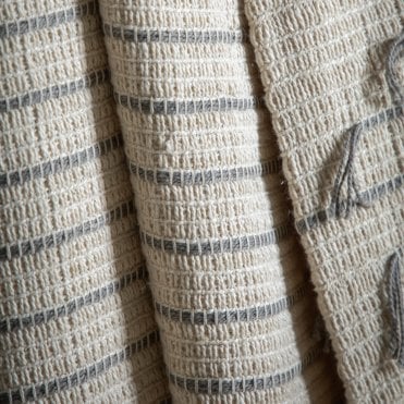 Grey Stripe Natural Throw