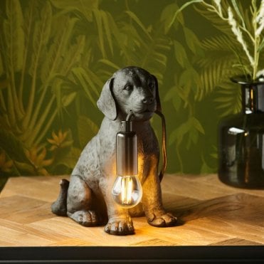 Labrador Puppy Table Lamp - Black