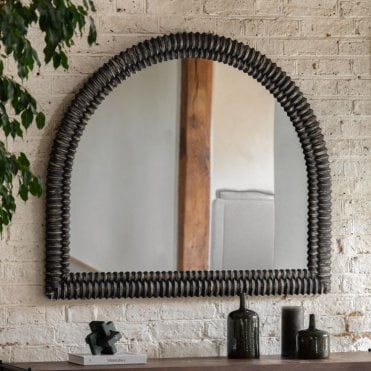 Lacey Arch Mantel Mirror - Black Wash