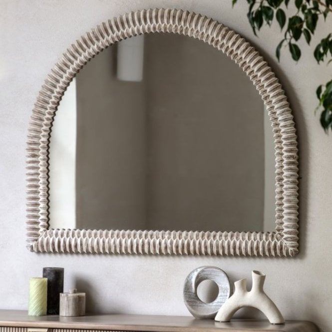 Lacey Arch Mantel Mirror - White Wash