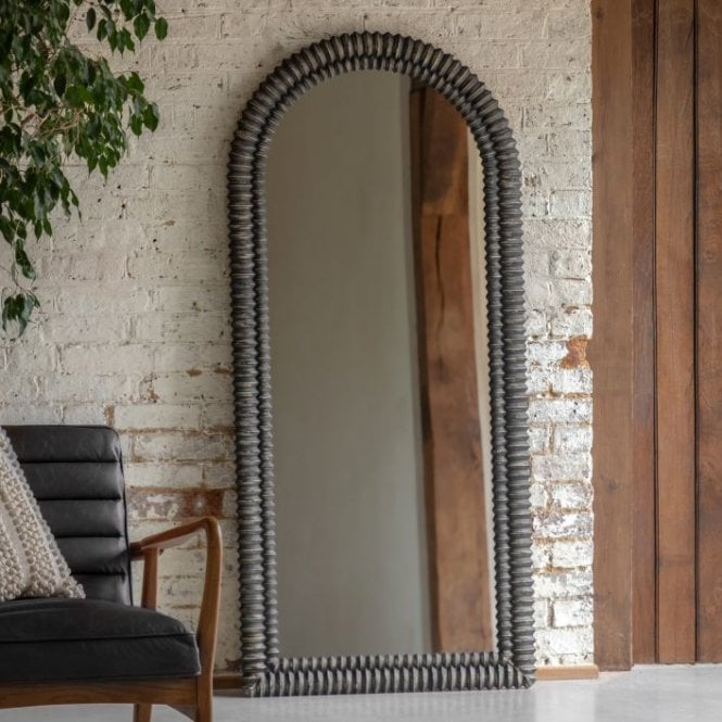 Lacey Leaning Arch Mirror - Black Wash