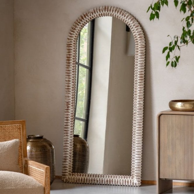 Lacey Leaning Arch Mirror - White Wash