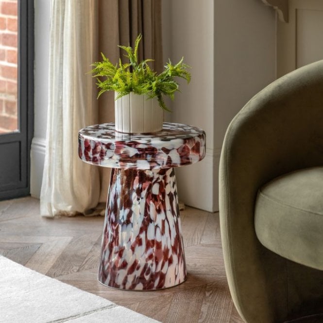 Lora Glass Side Table - Leopard