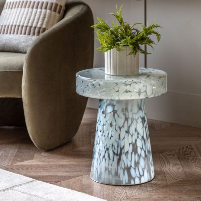 Lora Glass Side Table - White