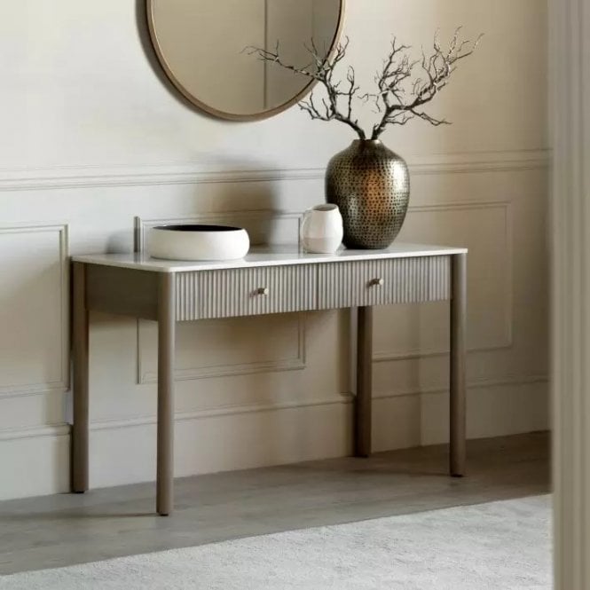Marble Two Drawer Console Table