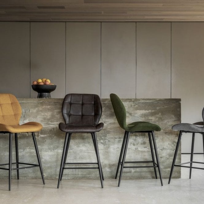 Mid-Century Fabric Bar Stool - 2pk