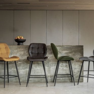 Mid-Century Fabric Bar Stool - 2pk