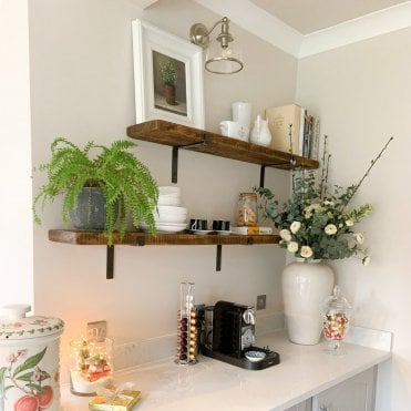 Narrow Rustic Shelf with Down Brackets (15.5cm Depth)