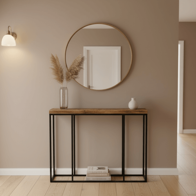 Nivi Solid Wood Rustic Console Table