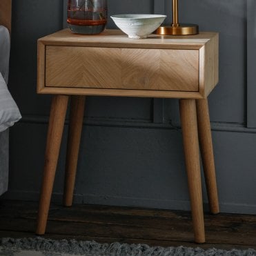 Oak Chevron Bedside Table