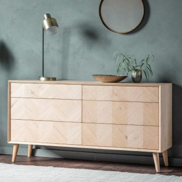 Oak Chevron Chest of Drawers