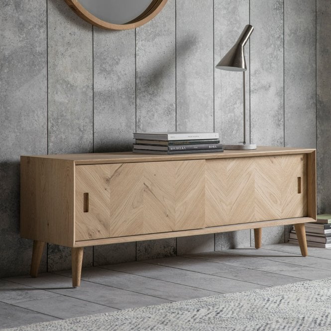 Oak Chevron Media Unit