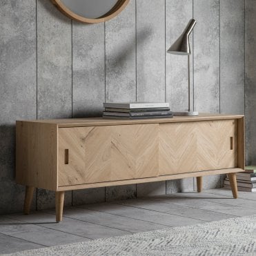 Oak Chevron Media Unit
