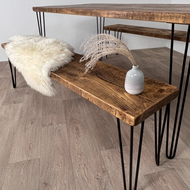 Omni Rustic Hairpin Bench