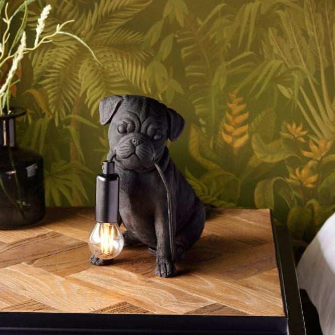 Pug Puppy Table Lamp - Black