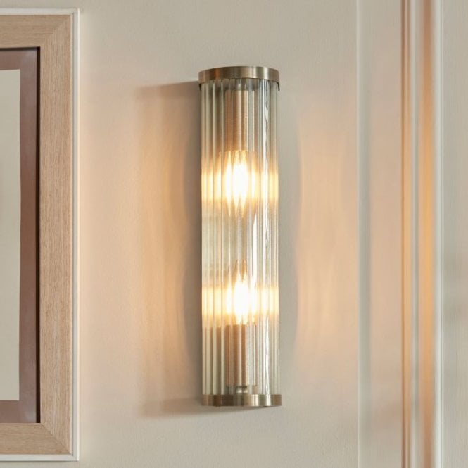 Ribston Antique Brass Wall Light - Double