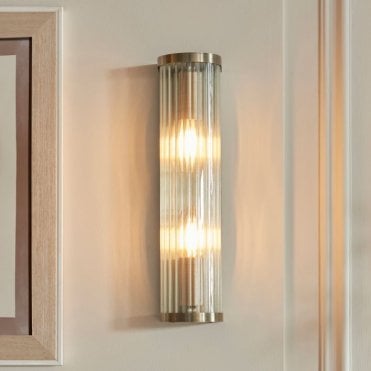 Ribston Antique Brass Wall Light - Double