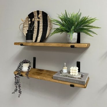 Rustic Shelf with J Brackets - 25mm thickness