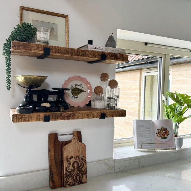 Rustic Shelf with J Brackets