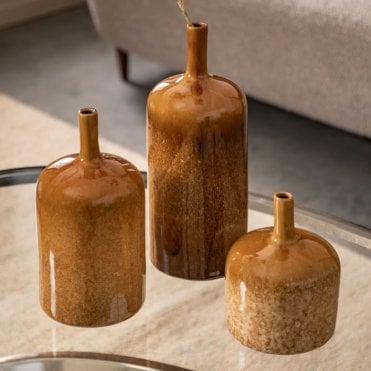 Set of Three Glazed Vases