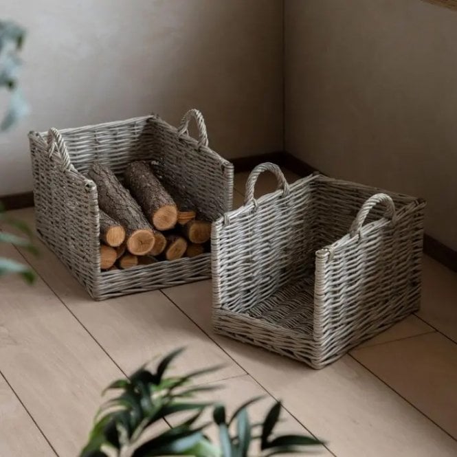 Set of Two Log Baskets