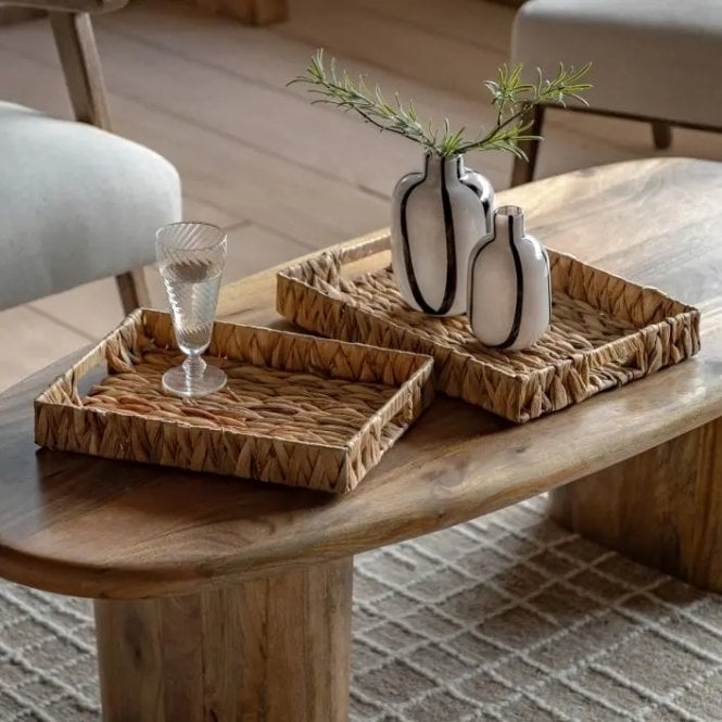 Set of Two Natural Woven Trays