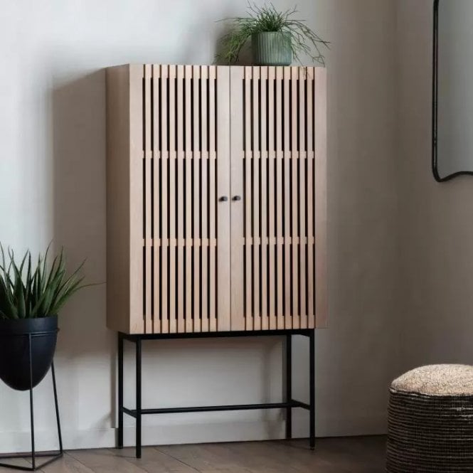 Slatted Two Door Drinks Cabinet