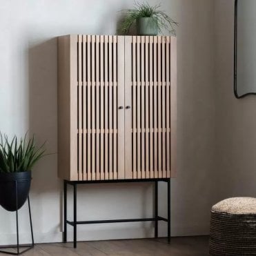 Slatted Two Door Drinks Cabinet